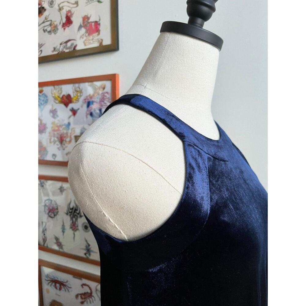 Vintage Y2K Betsey Johnson Velvet Mini Dress | Blue Velour Babydoll Shift | XS/S - Picture 4 of 7